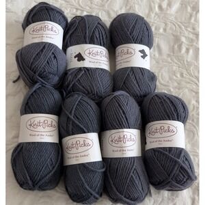 Knit Picks Wool of the Andes Mist Gray Yarn Lot  7 Skeins 100% Peruvian Worsted
